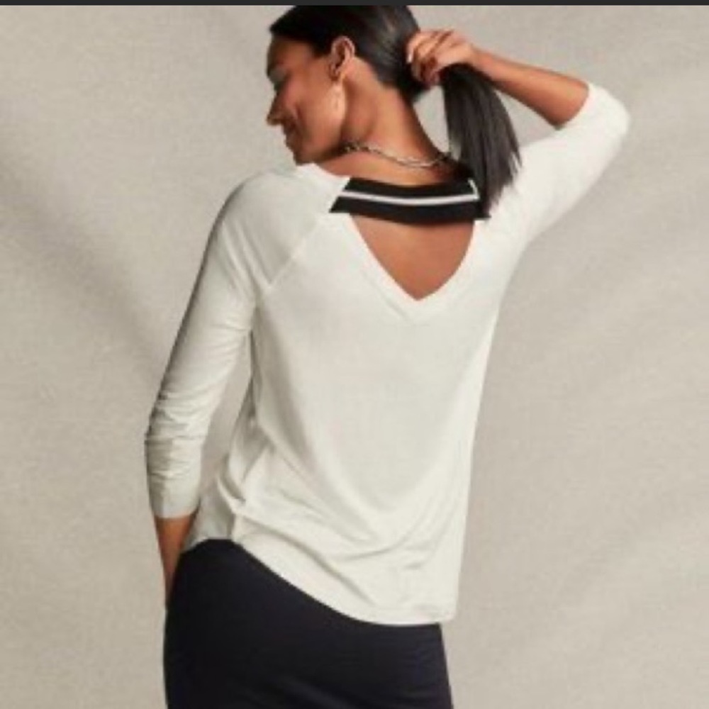 CAbi White Sweatshirt with Black Accents